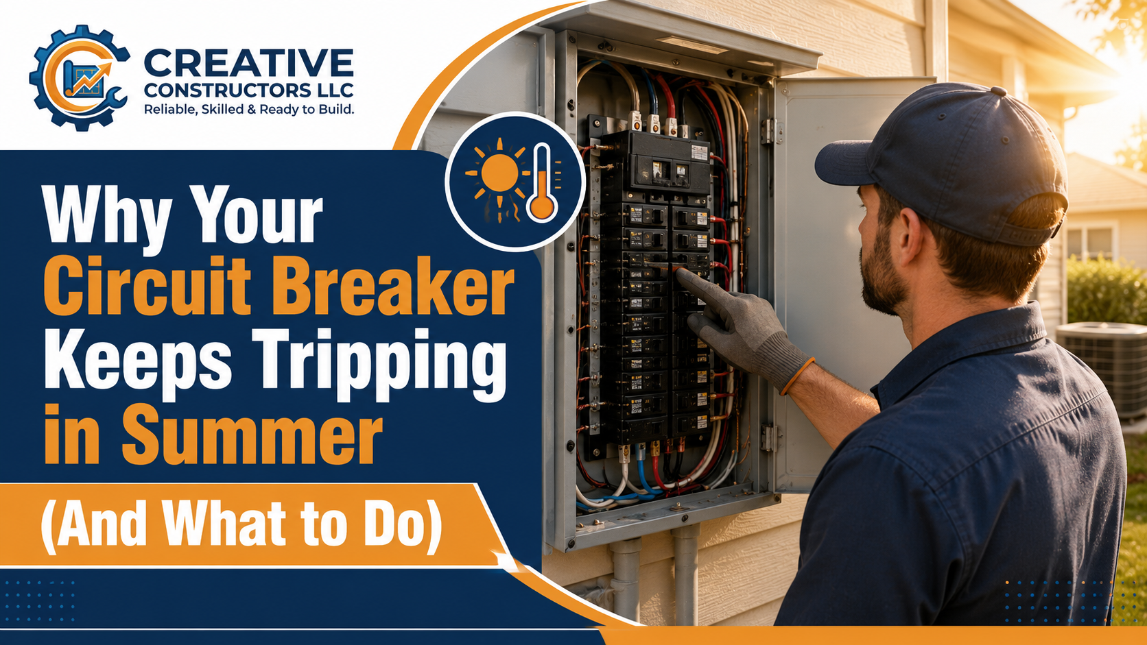 Creative Constructors electrician servicing a electrical panel.